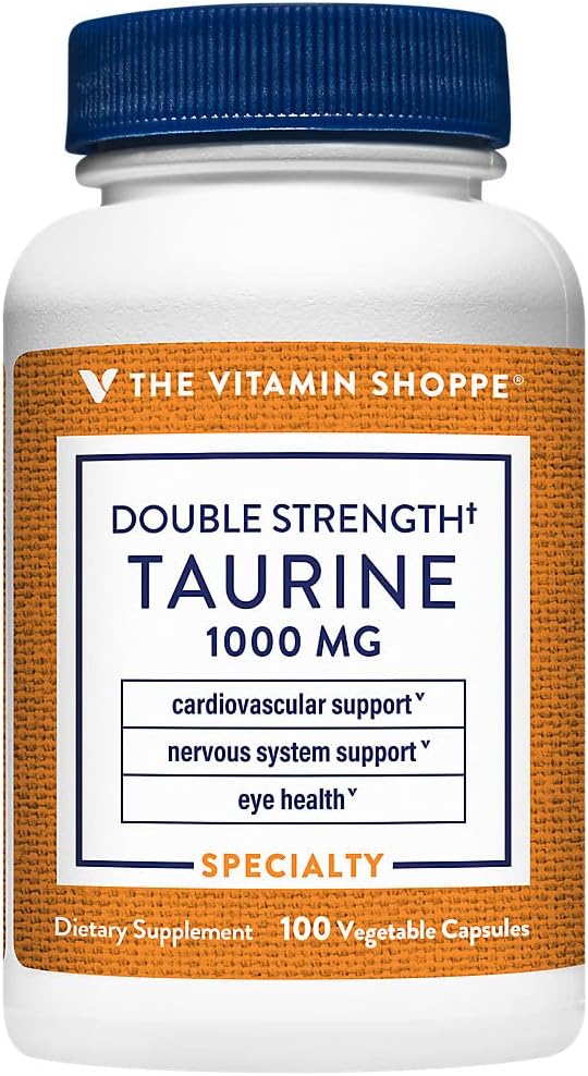 The Shoppe Double Strength Taurine - Cardiovascular & Nervous System Support - 1.000 MG (100 Vejetaryen Capsules)