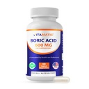 Vitamatic Boric Acid Vaginal Capsule Shell Suppositories 600 mg USP Grade Boric Acid in Vegetarian Capsule Shell - 60 Kont