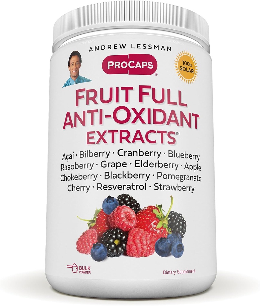 ANDREW LESSMAN Meyve Full Anti-Oxidant Extracts Toz 600 Hizmet - 14 Doğal Meyve ve Berry Ekstraksiyonları. Bilberry, Cranberry, Grape Tohum, Pomegranate, Resveratrol ve daha fazlası.