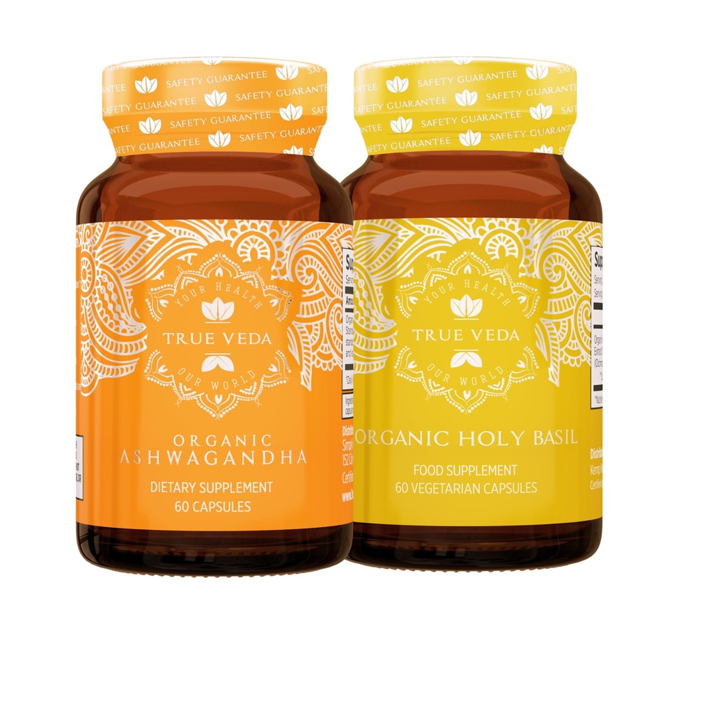 True Veda Mood Sche USDA Organic | Multi-Award-Winning | Organik Ashwagandha KSM-66® | Organik Kutsal Basil B6 Vitamini ile