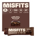 Misfits Vegan Protein Bars, Dark Chocolate Brownie - Original Recipe | Gluten Free, Plantive, Low Sugar & Carb, High Fiber Snacks | 12 Paket
