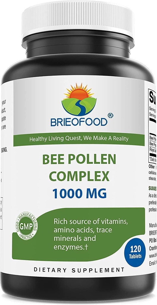 Brieofood Bee Pollen Kompleksi 1000 mg 120 Tablet - Bee Pollen, Bee Propolis ve Royal Jelly Toz