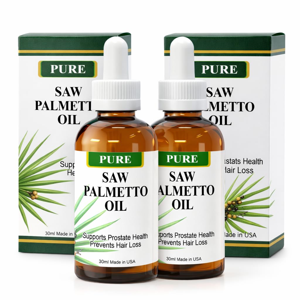 Pure Saw Palmetto Oil Organic Natural 60-90 ημερών εφοδιασμός σε αντίθεση με την αναποτελεσματική υποστήριξη σκόνης Prostate Υγεία ύπνου καλύτερα μείωση της συχνής ούρησης DHT Blocker Stop Hair Loss (2 Fl Oz)