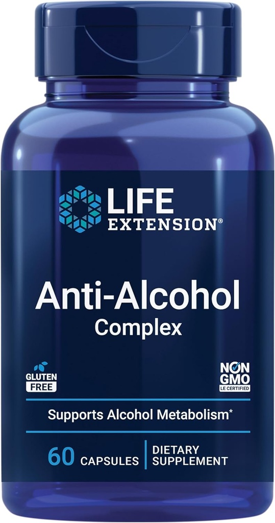 Life Extension Anti-Alcohol Kompleksi, C, çinko, Grape Tohum, Süt Butle, Clove Extract, Supports Health Alkol Metabolism & Optimal Liver Function, Gluten-Free, Non-GMO, 60 Capsules
