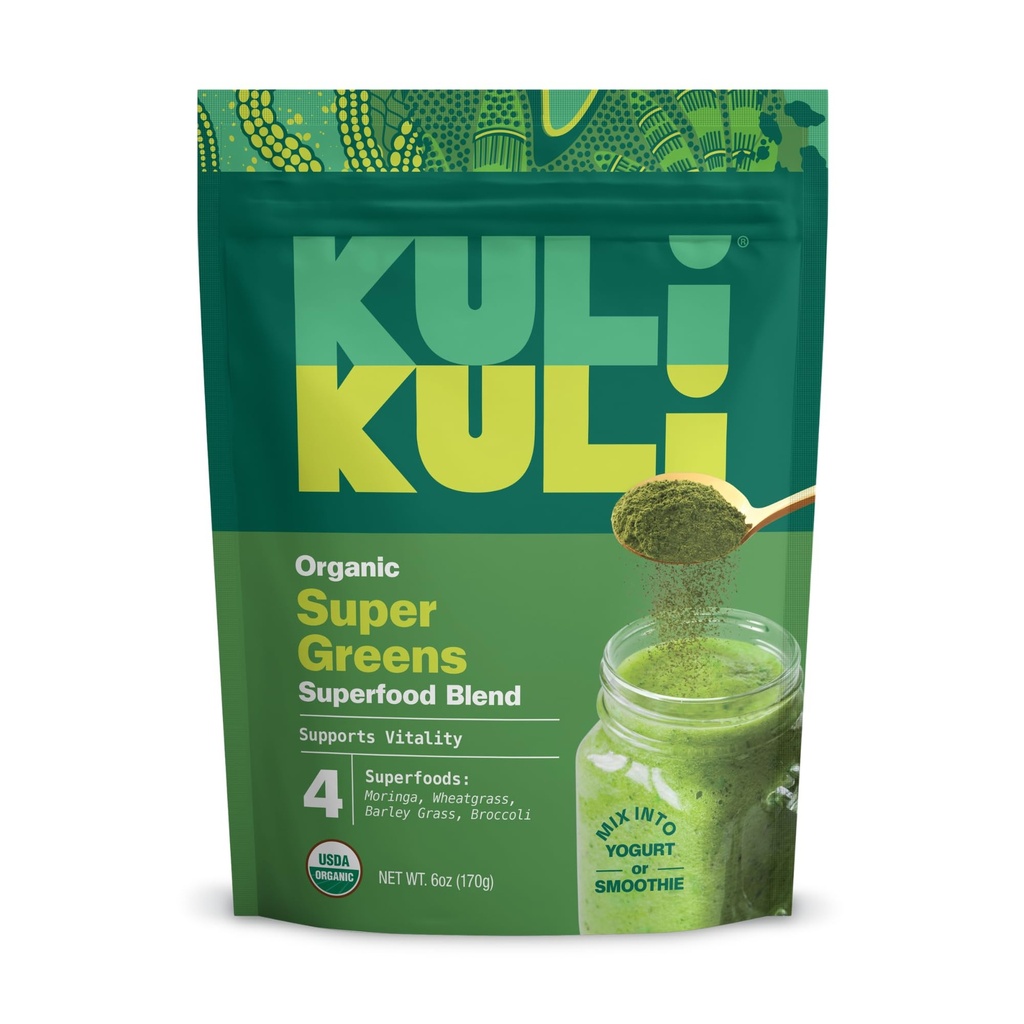 Kuli Kuli Yeşil Güç [6 oz] - Super Greens Toz - Nutrient Dense Moringa, Wheatgrass, Broccoli & Barley Grass Mix - 100% Plant Temel Organik Superfood