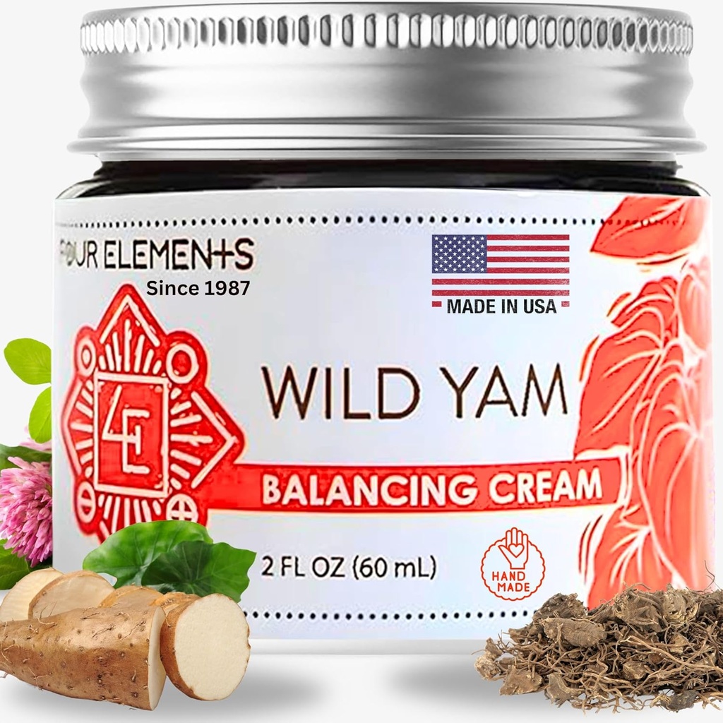 Four Elements 4E Wild Yam Balancing Cream, 2 OZ - 1ος Νικητής στο Διεθνές Συμπόσιο Χερμπ 2023 για Κρέμες και Σάλβες! Περήφανα Εκτροφές, βιοτεχνημένα και συσκευασμένα σε WI, ΗΠΑ.