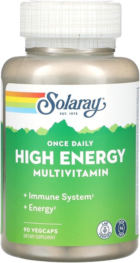 Solaray - Daily High Energy W/O Iron, 90 kapsül