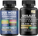 Θάλασσα Moss και shilajit Θάλασσα Moss Μαύρο σπορέλαιο Ashwagandha Ginger&shilajit rhodiola rosea panax Ginseng (120 κόμης)