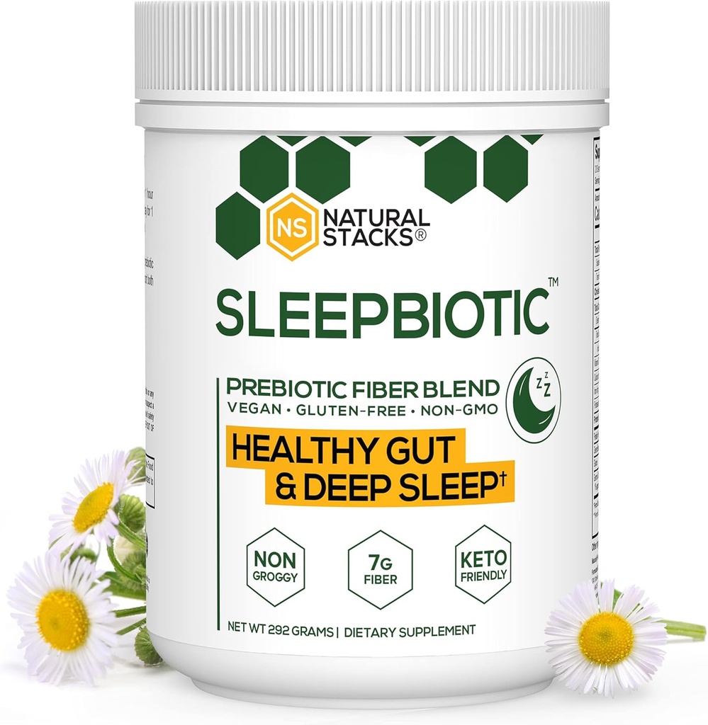Sleepbiotic Prebiotic Fiber Blend - Prebiotic Fiber Powder w/German Chamomile & Green Banana Flow - Prebiotic Powder Fiber Supplement for Healthy Gut 292g [20 Servings]