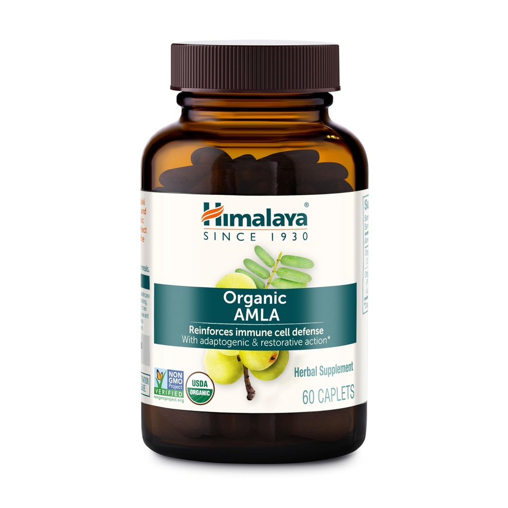 Himalaya Organic Amla - φυτικό συμπλήρωμα ανοσοποίησης με Adaptogen και Αντιοξειδωτικό - USDA Organic, Vegan, Non-GMO, Gluten Free, 600 mg, 60 Caplets
