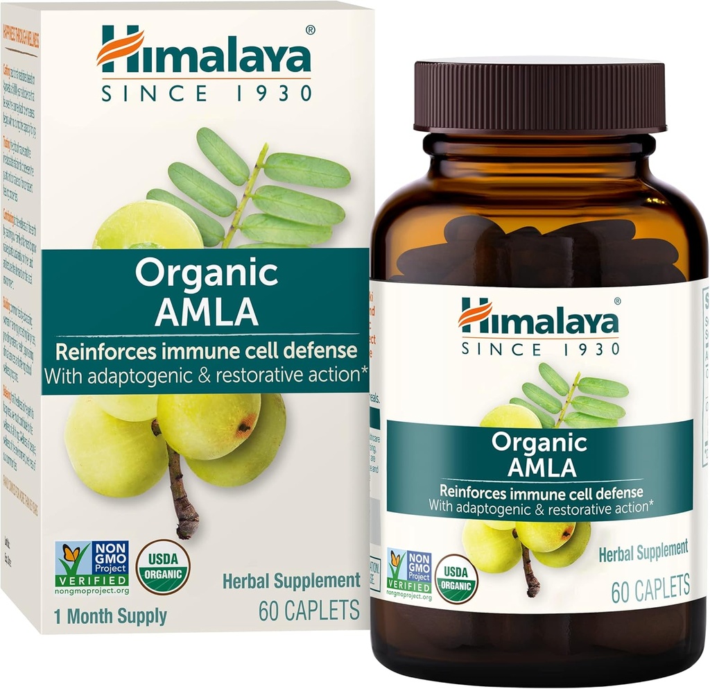 Himalaya Organik Amla - Enbal Immune Support Supplement with Adaptogen and Antioxy - USDA Organik, Vegan, Non-GMO, Gluten Free, 600 mg, 60 Caplets