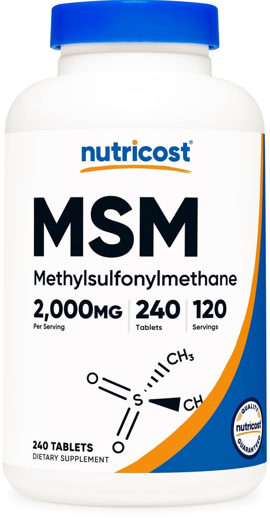 Nutricost MSM Tabletleri (Methylsulfonylmethane) 2000mg Per Servis, 120 Hizmet, 240 Tablet - Non-GMO ve Gluten Ücretsiz