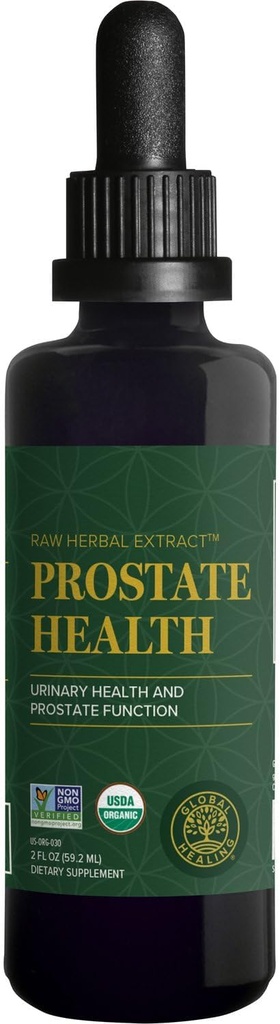Global Healing Organic Prostate Health - Mens Health Supplement - Prostate Supplements Urinary Bladder Control, Frequent Urination Relief Bathroom Trips - 2 Fl Oz Oz