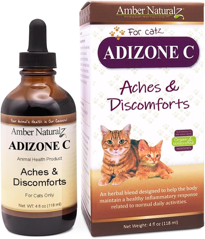Amber NaturalZ Adizone C Herbal Supplement for Cats | Supports Health Inflammatory Response, Occasional Discomfort, and Normal Ortak Fonksiyonl | Aktif ve Aging Felines için Doğal Yardım