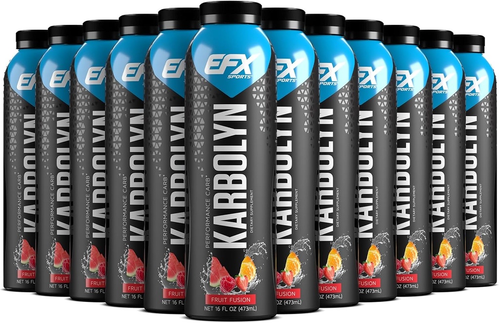 EFX Sports Karbolyn Fuel Drink | Pre, Intra, Post Workout Carbohidrat İçecek | Carb Load, Sustained Energy | Stimulant & Sugar Free | 12 Pack (Fruit Fusion)