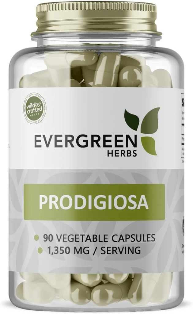 Evergreen Herbs Prodigiosa (Capsules) - Tamper Proof Seal to Ensure Freshness.