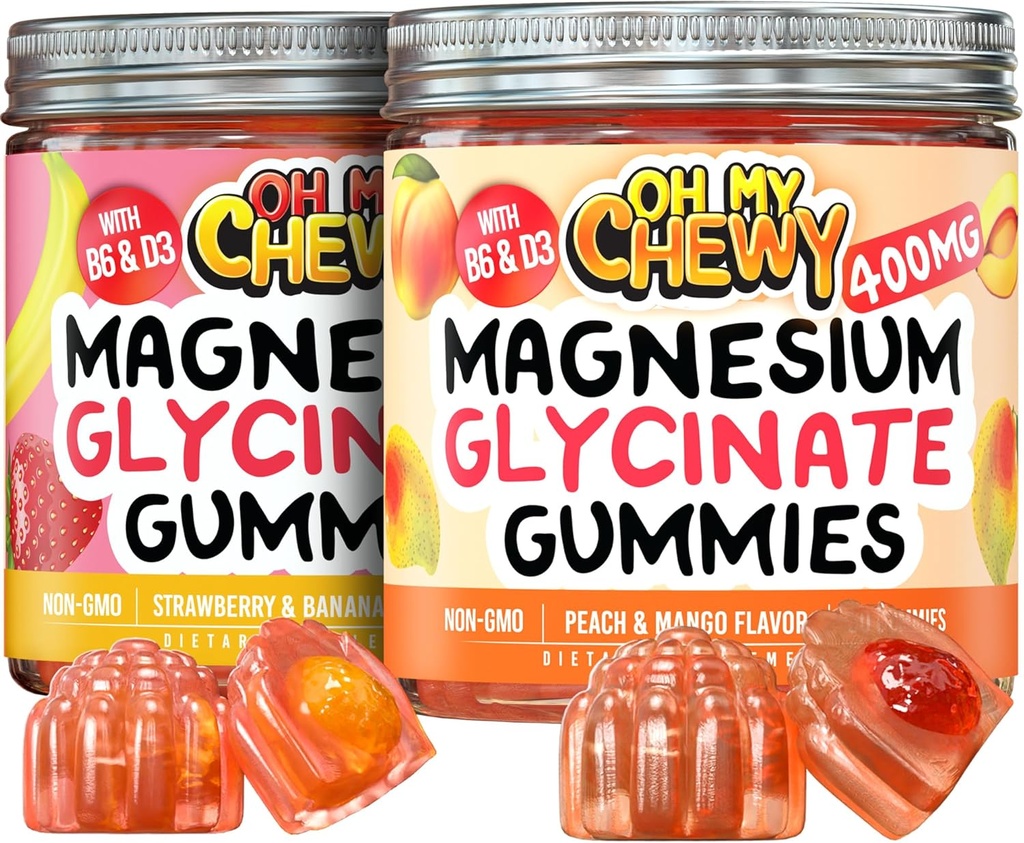 Magnesium Gummies Bundle – 2 μπουκάλια (60 το καθένα) – μπανάνα φράουλα & μάνγκο Peachάκινο