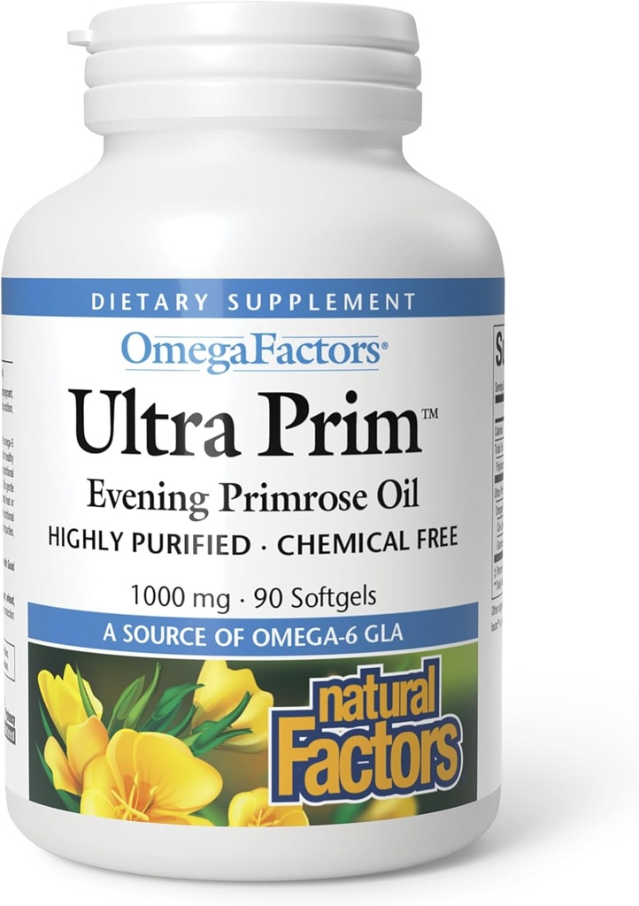 Doğal Faktörler Ultra Prim Eveningrose Oil 1000 mg, Omega-6 GLA Doğal Kaynağı, 90 Softgels