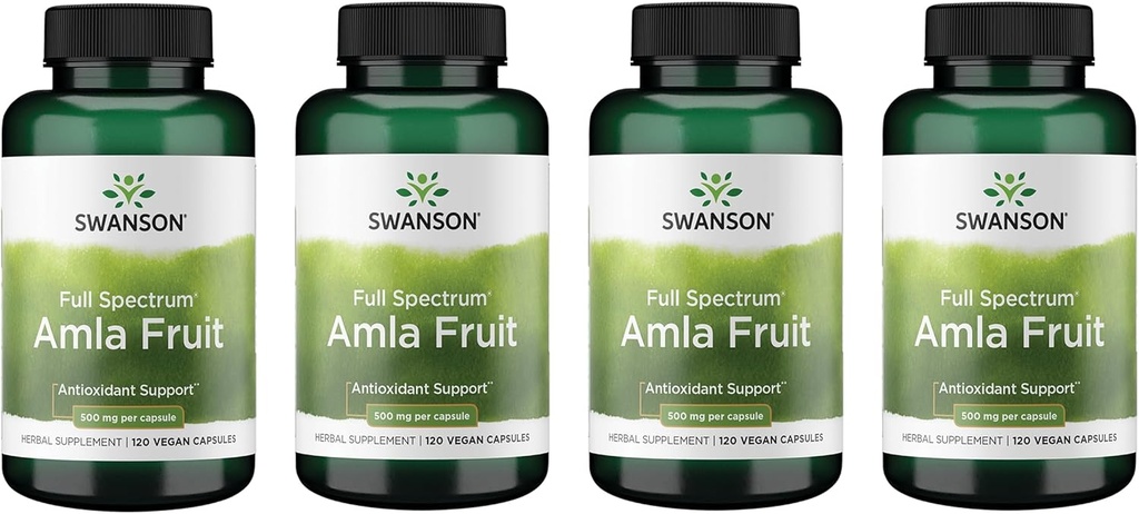 Swanson Full Spectrum Amla Meyvesi (Indian Gooseberry)-Ayurvedic Herbal Supplementing Vitality & Energy Support-Packed with Phytonutrients to Support Wellness-(120 Capsules, 500 mg)