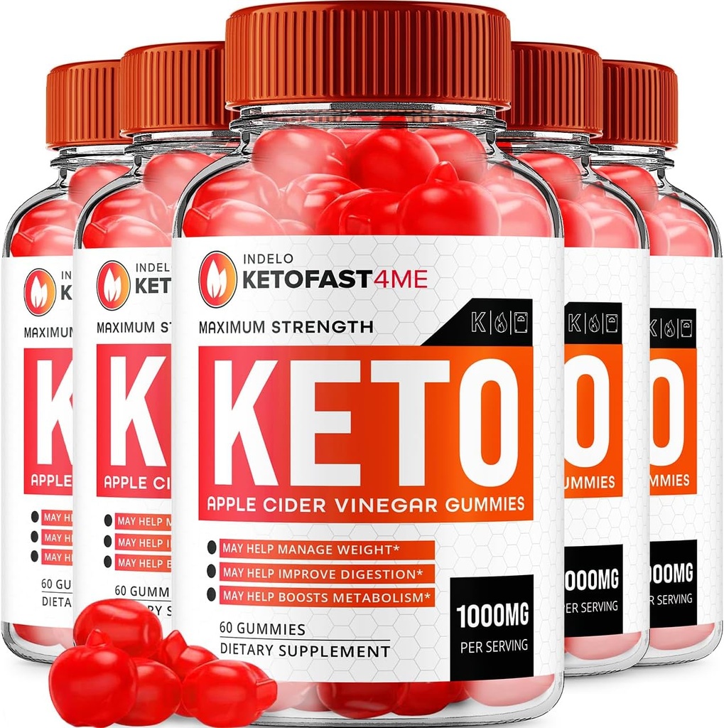 (5 Pack) KetoFast4Me ACV Gummies Advanced, KetoFast 4 Me ACV Gummies Apple Cider Vinegar Chem 4 Me Kilo Yönetimi ACV Gummies DW4Me Yorumlar B12 Keto+acv, 1000 mg (300 Gummies)