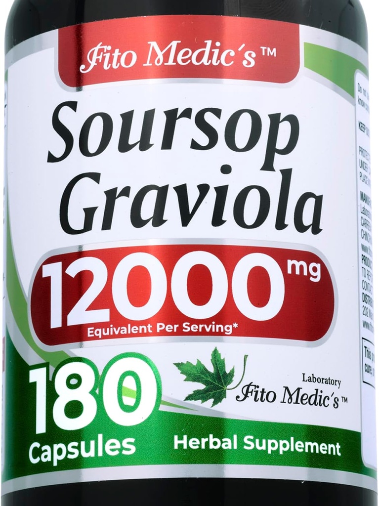 FITO MEDIC'S Lab | Soursop |180 Capsules |12000 mg / Graiola |Concentrate Extract |Ultra yüksek Aborsiyon.