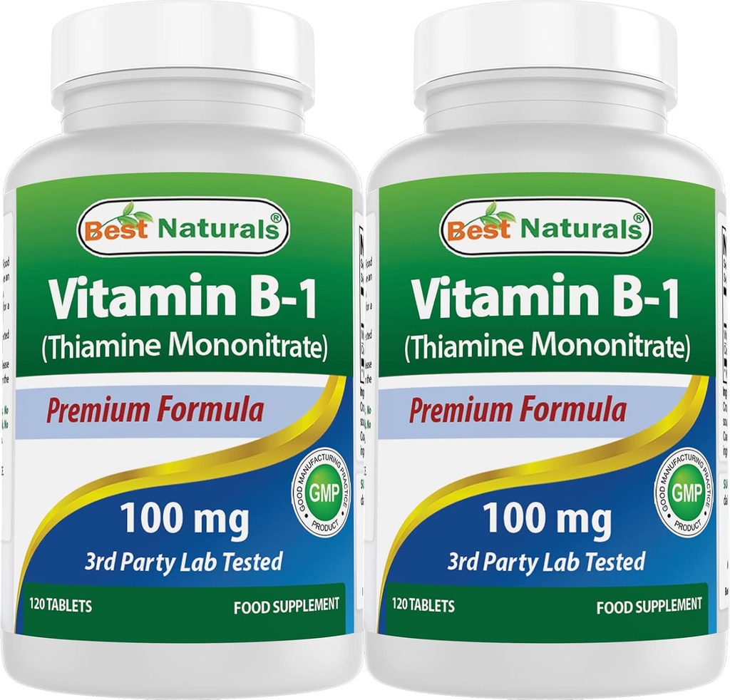 En İyi Doğal Vitamin B1, Thiamine Mononitrate 100 mg 120 Tablet (120 Kont (Pack of 2))