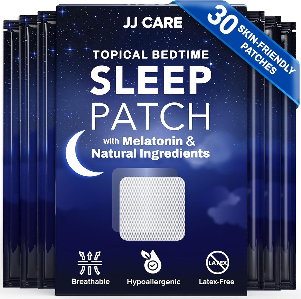 J CARE Sleep Patches 30 PCS, Yetişkinler Ekstra Güçlü, Doğal ve Toxin-Free Sleep Patch, Melatonin Patch for Daily Use, Melatonin Natural Patch for Sleep Support