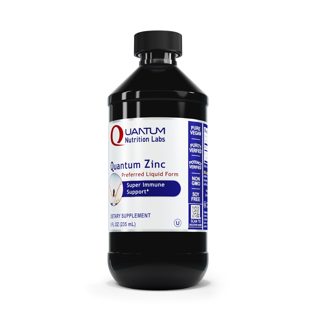 Quantum Nutrition Labs Liquid Zinc Supplement Drops - Zinc Sulfate Tincture for Adults, 25mg per Serving, Metabolic Function & Immune Support - 8 Fl Oz Bottle