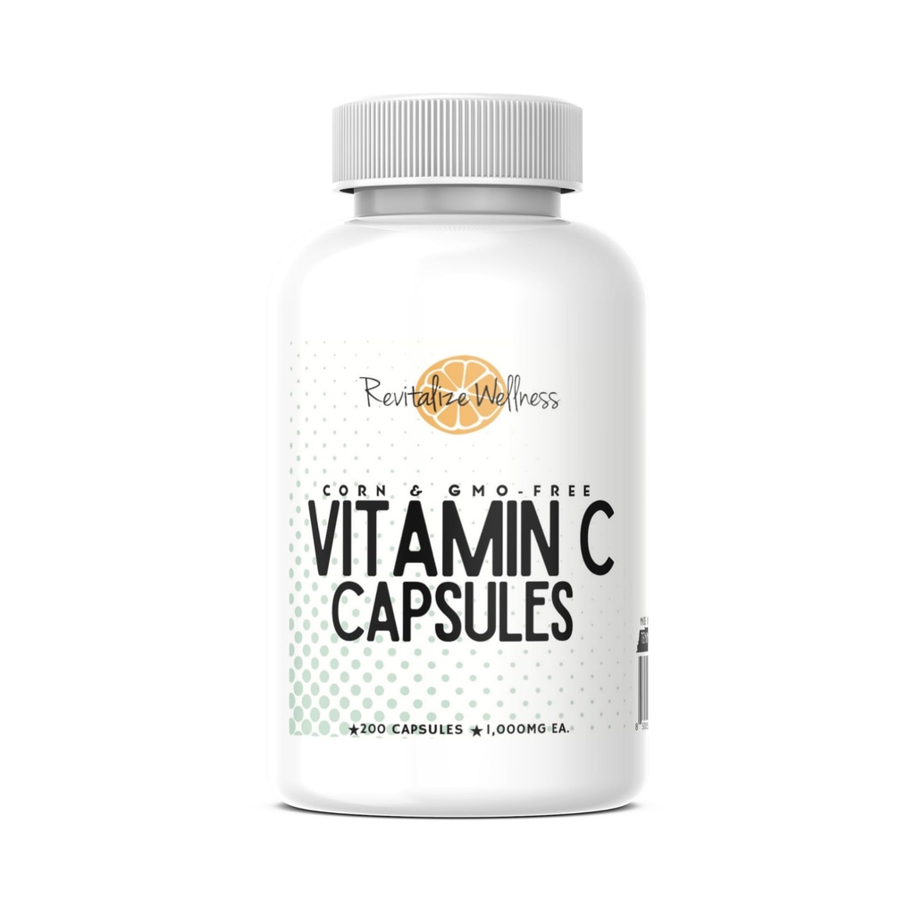 C Capsules | Pure, Corn, & GMO-Free | 1000 mg C Per Capsule | 200 Capsules