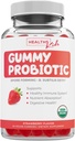USDA Organic Probiyotiks for Kids (Non-GMO) Strawberry Flavor Kids Probiyotik Gummies for Digestion & Immune Support - 2.5 Milyar CFU of DE111 SporePlastik Strain for maximum Survivability - 30 Gummys