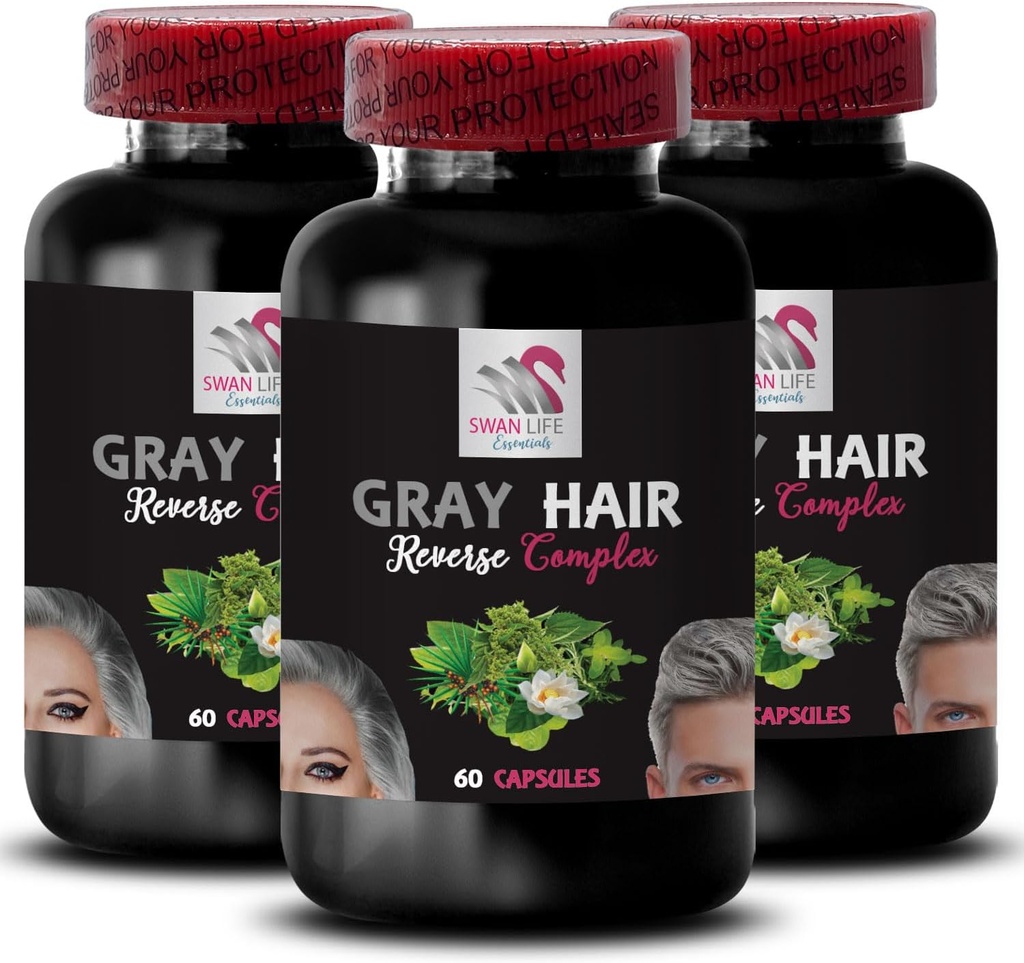 Doğal Saç Kompleksi - Gray Saç Ters - Fresh Vibrancy, Color reawakening, Saç Tone, Restore Vibrancy, Color Reno, Saç Glow, Youthful Görünüm, Luminous Saç 3 Şişe 180 Capsules