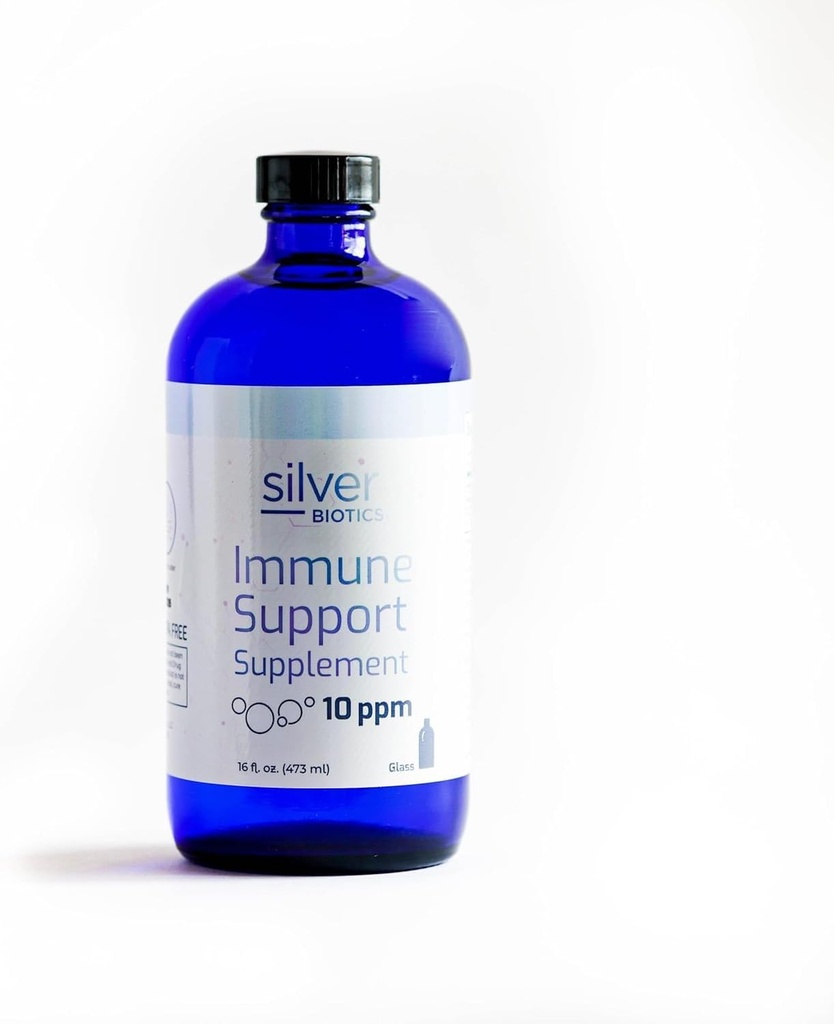Silver Biotics Multivalent SilverSol Teknolojisi Ag4O4 10 PPM Immune Support | Bio-Hacking Immune Building Natural Support (16 Fl Oz Glass Şişe)