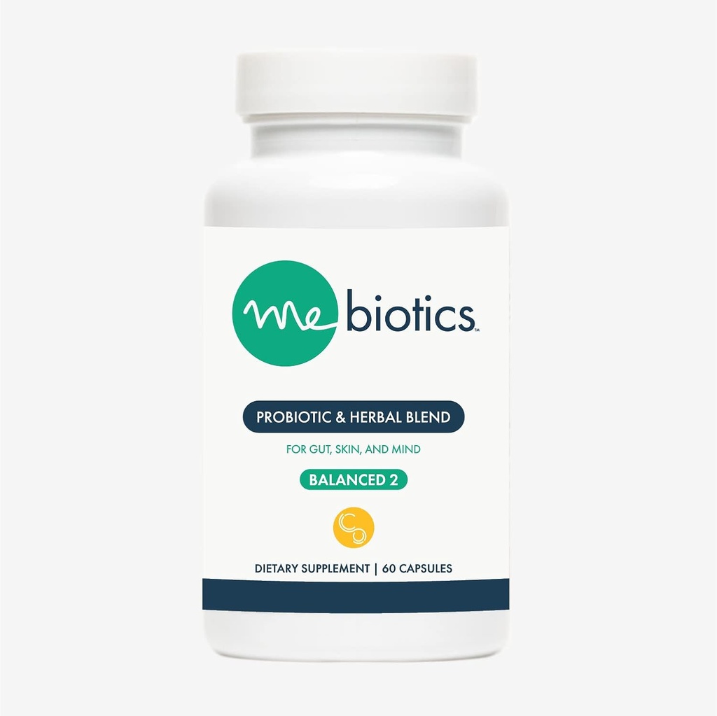 Microbiome Labs Mebiyotiks Probiyotik & Herbal Supplement 2 - Bacillus Subtilis & Lemon Balm for Skin + Gut Health - Oral Probiyotiks to Support Gut, Mind & Skin (60 Kont)