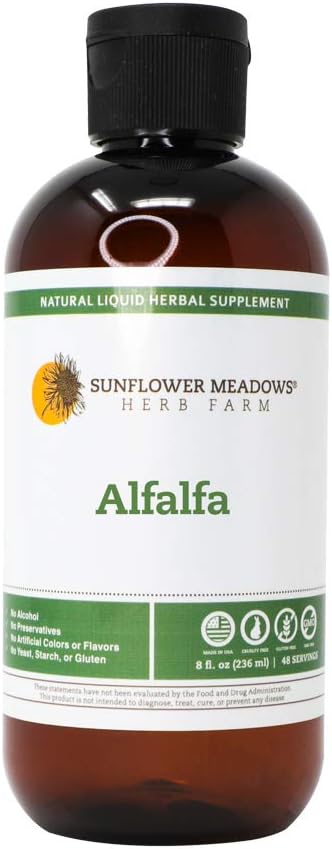 Alfalfa Liquid Herbal Supplement - 8oz - Χωρίς αλκοόλ, Μη ΓΤΟ, Κατασκευασμένο με βιολογικά συστατικά