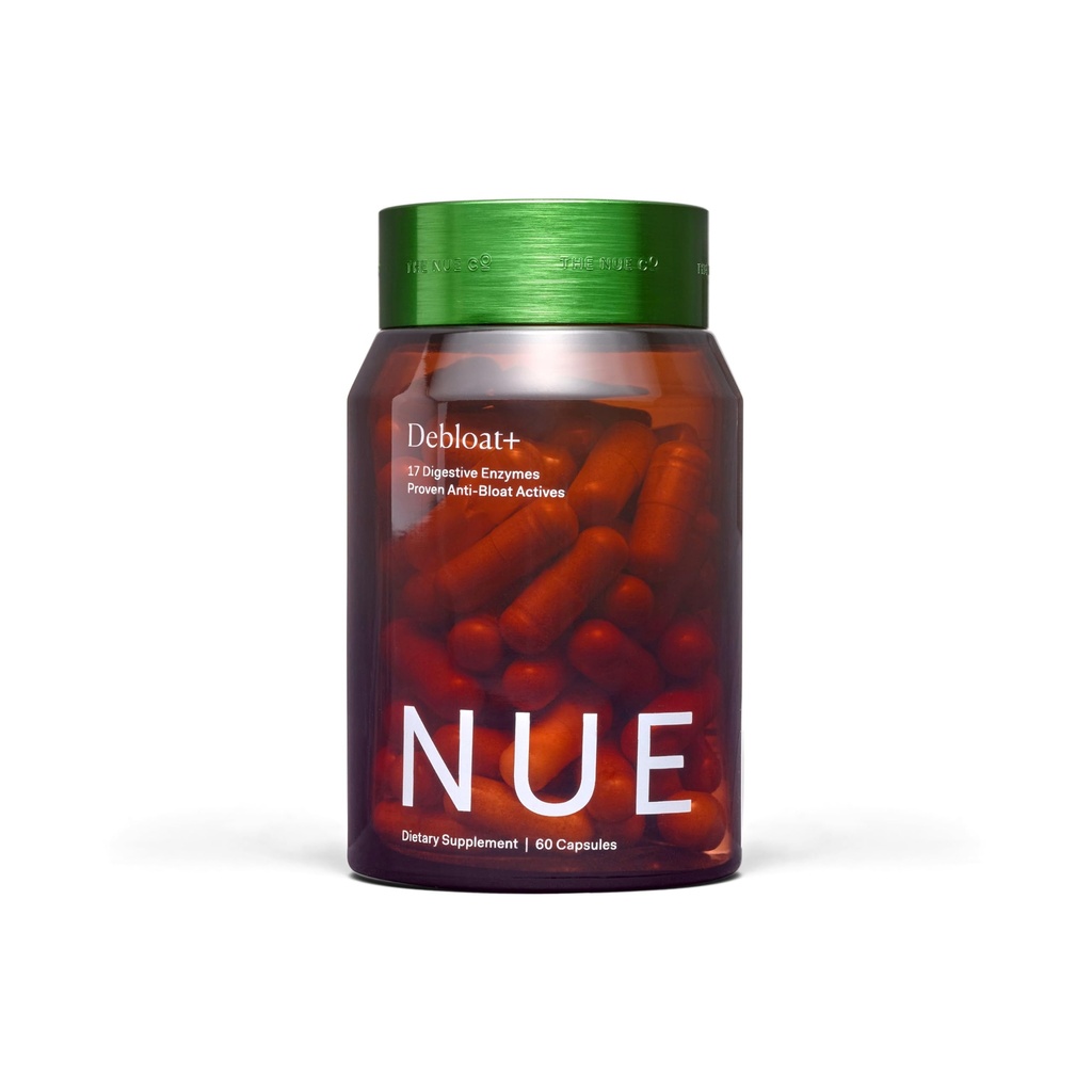 Nue Co. DEBLOAT+ Tamam, Bloating, Soothes Gas ve Abdominal Ağrı, Immunity Support, Gut Health, Vegan, Gluten Free, 60 Capsules
