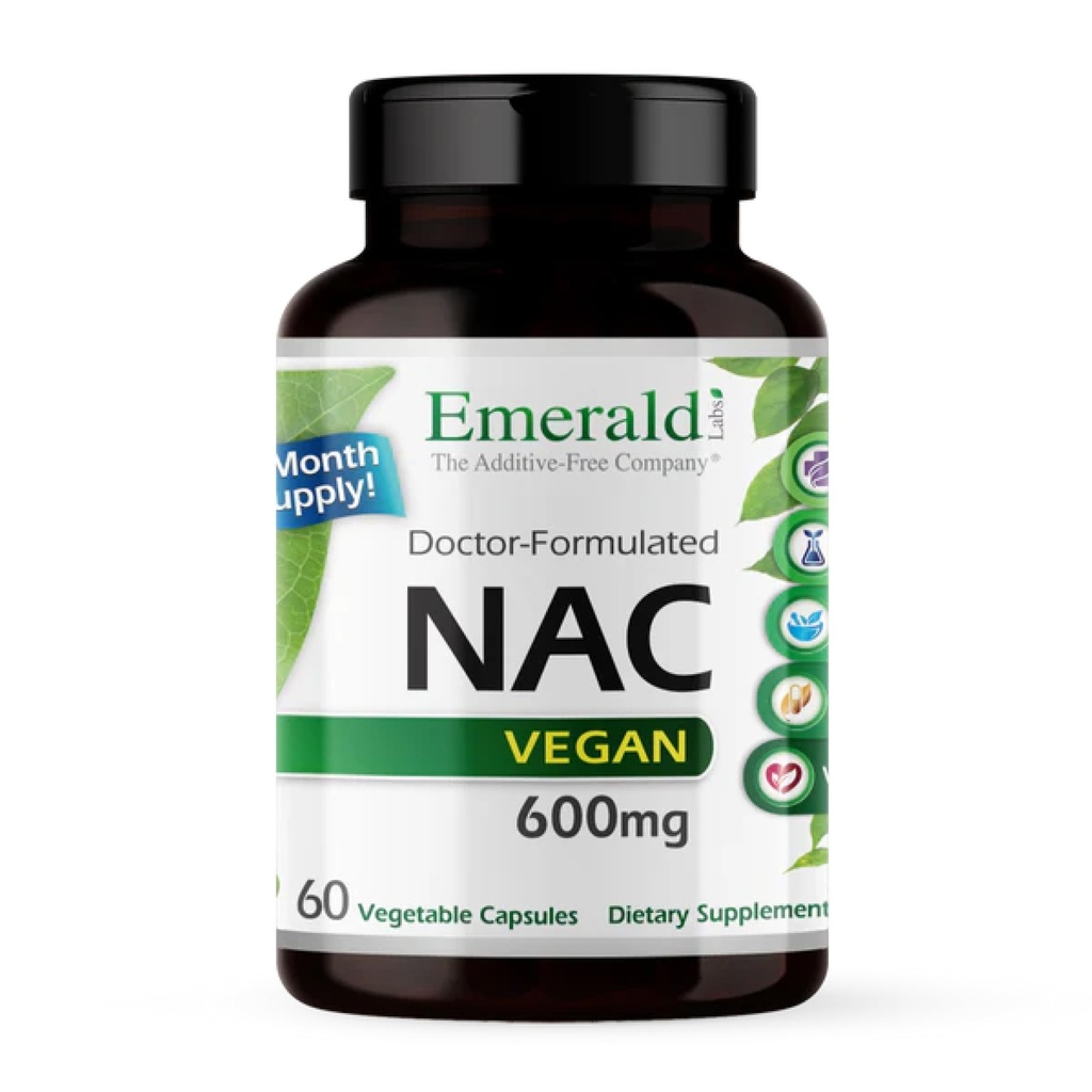 EMERALD LABS NAC 600 mg - N-Acetyl-L-Cysteine - Vegan Amino Asit Supplement That Supports Detoxification - 60 Sebze Kapsülleri (60-Day Supply)