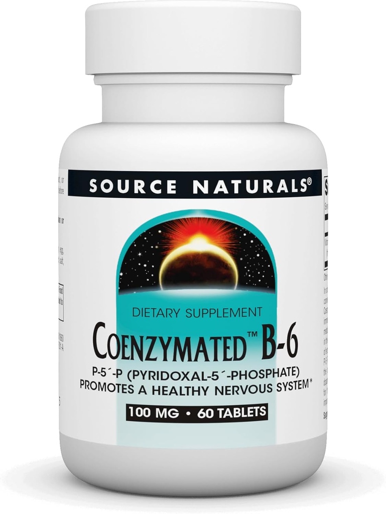 Source Naturals Coenzymated B-6,P-5 '-P (PYRIDOXAL-5 '-Phosphate) Sağlıklı bir Nervous Sytem* - 100 mg 60 Tabletler