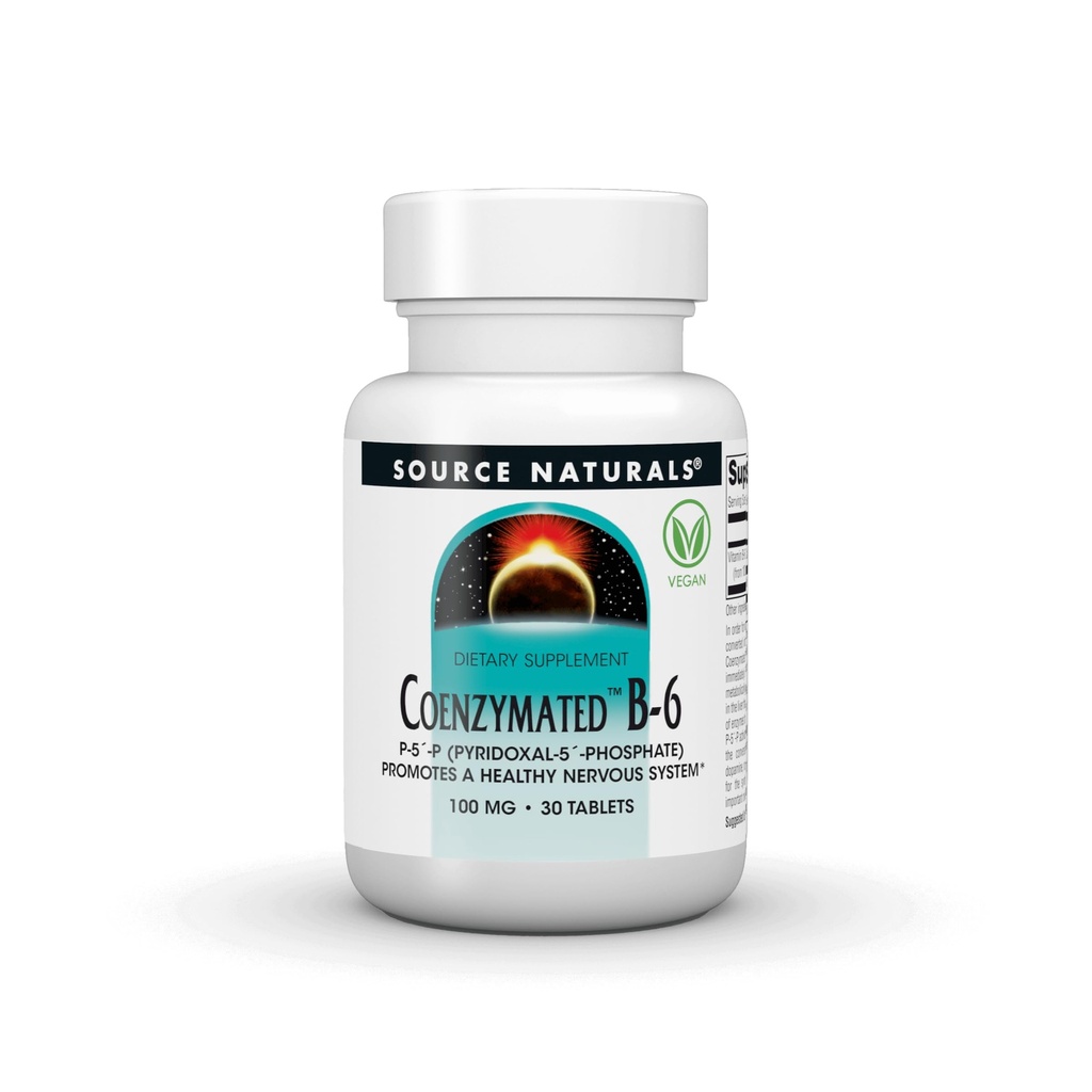 Source Naturals Coenzymated B-6,P-5 '-P (PYRIDOXAL-5 '-Phosphate) Sağlıklı bir Nervous Sytem* - 100 mg 60 Tabletler