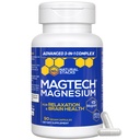 Magnezyum Magtein L-Threonate, Glycinate & Taurate – 200 mg Chelated Magnezyum Kompleksi – MagTech Magnezyum Supplement for Relaxation & Brain Health – 90 Capsules