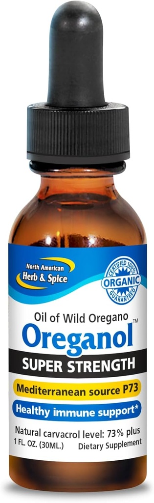 NORTH AMERICAN HERB & SPICE Super Strength Oreganol - 1 fl. oz. - Un processinged, Wild, Organic Oregano Oil - Mediterranean Source P73 - Non-GMO - 432 Hizmetler