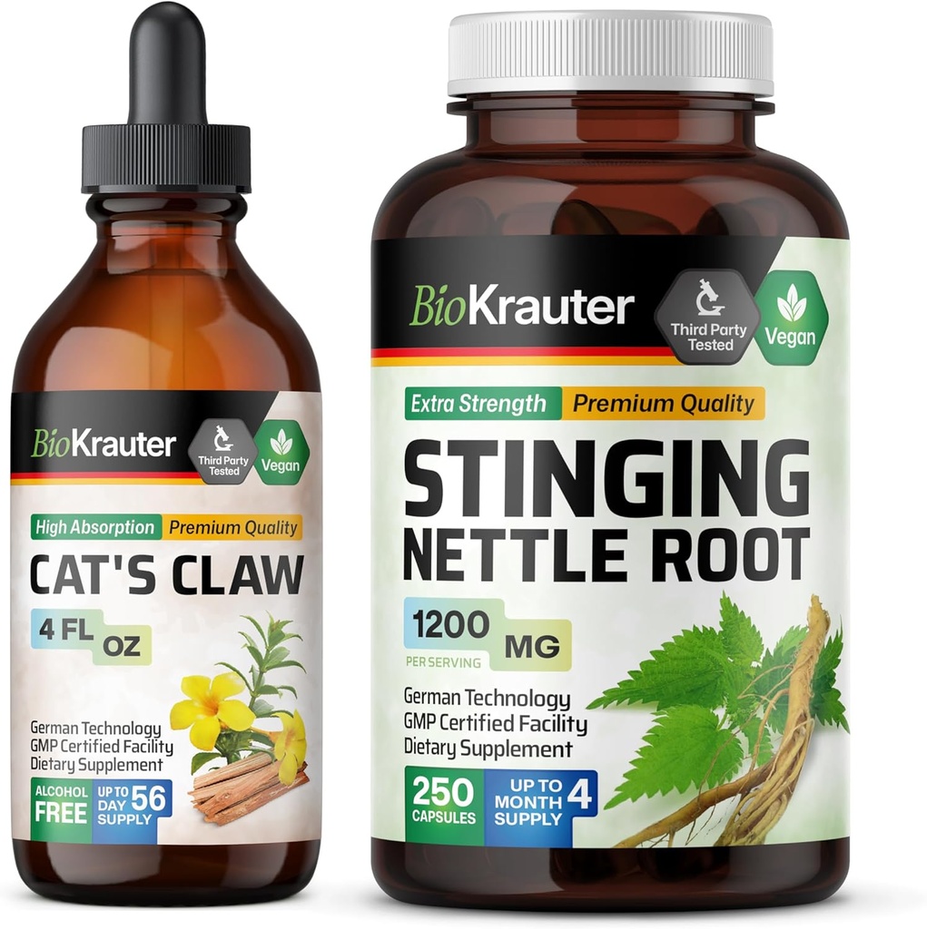 BIO KRAUTER Cats Claw Βάμμα 4 Fl. Oz. & Stinging Nettle 250 κάψουλες