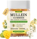 Mullein Gummies με 3600mg Mullein Leaf Extract, 7 in 1 for Lung Cleanse, Respiratory Lung Health, Immune Booster, Elderberry, Quercetin, Bromelain, Vitamin C&D3, No Sugar, for Adults, Vegan, 90 Count