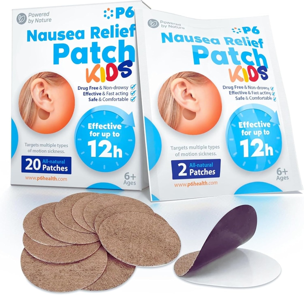 P6 Motion Sickness Patches for Kids - Όλα τα επιθέματα φυσικής ναυτίας για την κρουαζιέρα και το αυτοκίνητο - Μη υπνηλία Patch κίνησης για τα παιδιά - Ασφαλής κίνηση Sickness Patch για το ταξίδι