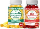 Lunakai Vitamin D3 and Vitamin B12 Gummies Bundle - Immunity, Bone and Mood Support VIT D3 2000IU Supplement - 3000mcg Methylcobalamin High Absorption Energy Gummy - 30 Days Supply