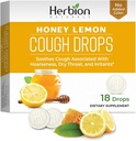 HERBION Naturals Cough Drops, Dietary Supplement, Soothes Cough, Yetişkinler ve Çocuklar için 6 Yıldan Fazla, Yapay Flavor, Hiçbir Eklenmedi Renk Kont (18 ( 1), Honey Lemon)