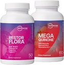 Microbiome Labs RestorFlora Spore & Yeast Probiotics Supplement (50 κάψουλες) + MegaQuinone K2-7 Πλήρης βιταμίνη K συμπλήρωμα βιταμίνης K1 & K2 MK-7 K2 με μαγνήσιο & ψευδάργυρο (60 κάψουλες) - 2 Προϊόντα