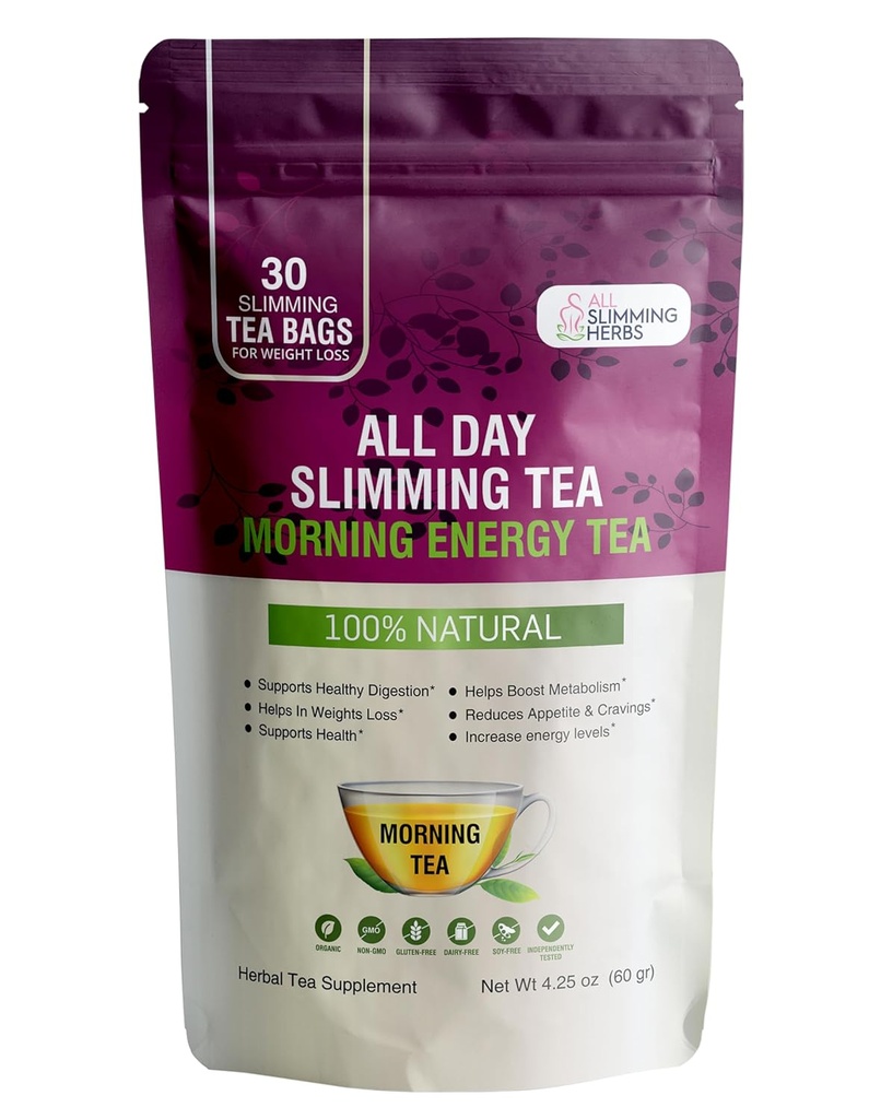 All Day Slimming Tea For Daytime - 30 Days Supply - Ενισχύει το Μεταβολισμό & Skyrockets Energy Level