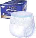 LivDry Ultimate XL Yetişkin Incontinence Underwear, High Absorbency, Leak Cuff Protection, X-Large, 48-Pack