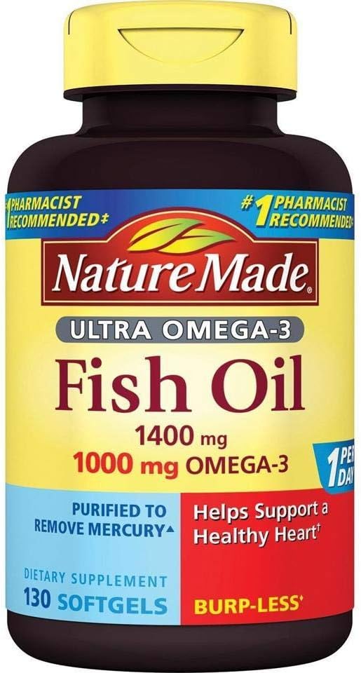 Doğa Ultra Omega-3 Burpless Fish Oil 1400 mg Softgels w. Omega 3 1000 mg 130 Ct