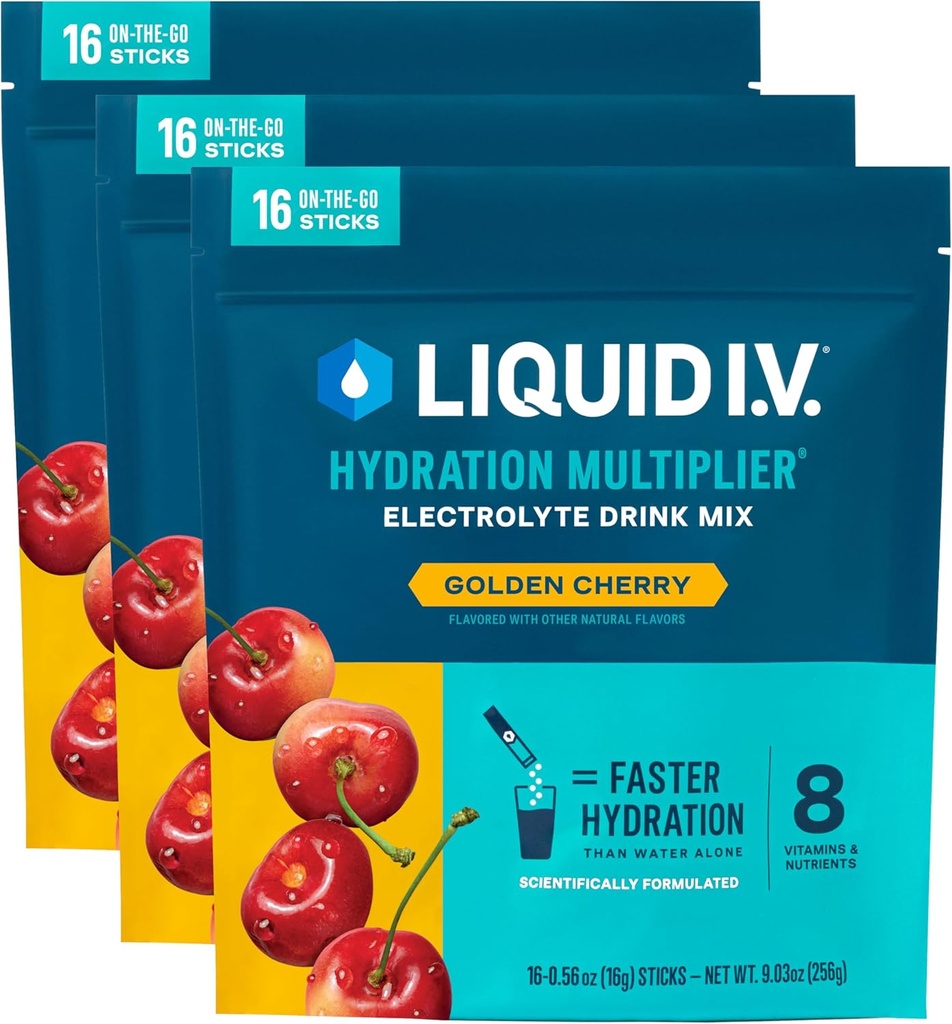Sıvı I.V.® Hydration Multiplier - Golden Cherry | Elektrolyte Toz İçecek Mix | 3 Pack (48 Hizmet)